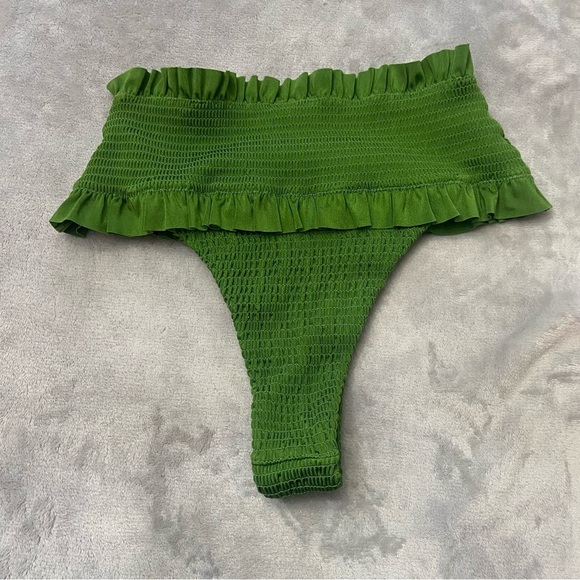 New! BFYNE Blayze Green Ruffled Smocked Bikini Bottom 10482 - Picture 8 of 9